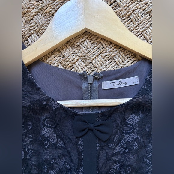 Darling, Black and Gray Lace Mini Dress-XS - Picture 7 of 8